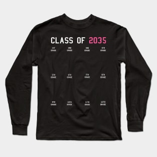 Class of 2035 Grow with Me Graduation First Day Handprints Long Sleeve T-Shirt